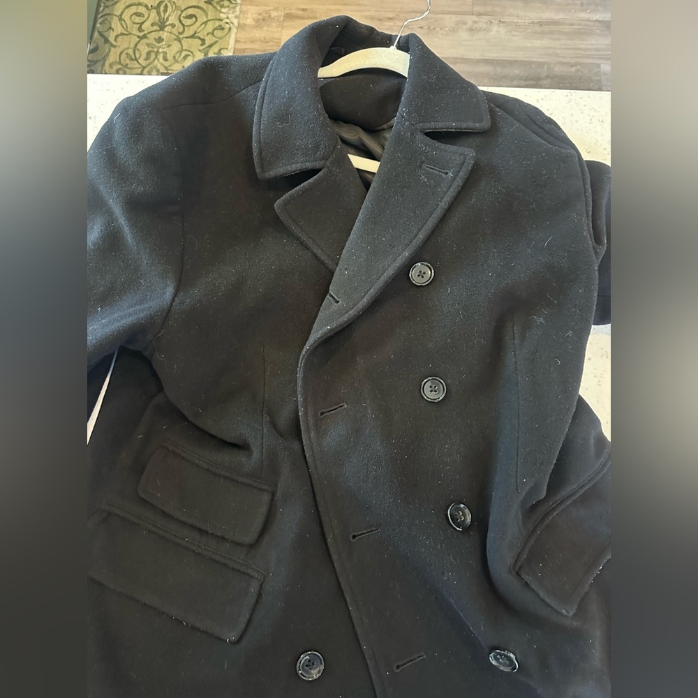 Men's Banana Republic Black Double-Breasted Pea Coat